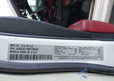 2021 Dodge Durango R/T Awd from USA, damaged, VIN 1C4SDJCTXMC788542